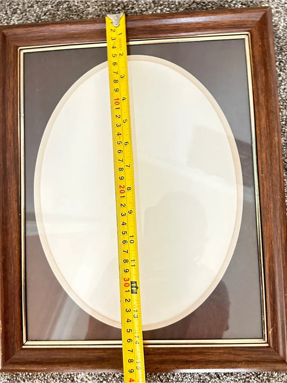 Vintage wood 12.5x15” frame with oval mat